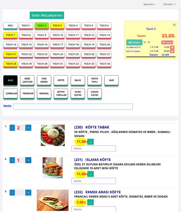 Hanware Restaurant – Tisch- & Küchensteuerung